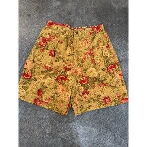 Liz Sport Floral Shorts High Waisted size 12 Pleated Front Cotton Vintage